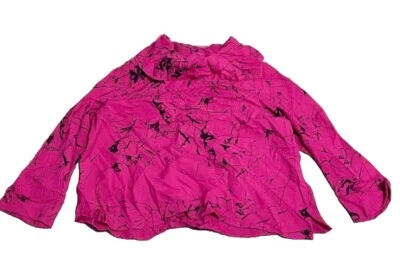 Habitat Hot Pink Black Paint Splatter Popover Tunic Top Size Large - Image 1 of 4