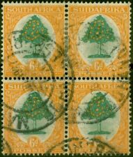 Sud Africa 1926 6d Verde & Arancione SG32 Buono Usato Blocco Di 4