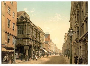 Foto: High Street, Exeter, England, um 1895 - Bild 1 von 1