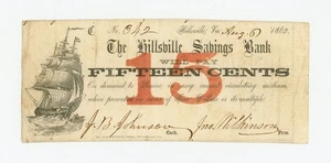 1862 15c The Hillsville Savings Bank - Hillsville, VIRGINIA Note - Picture 1 of 2