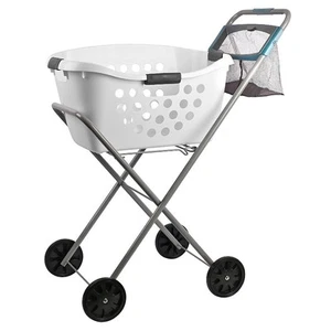 Lakeland Laundry Basket Trolley on Wheels With Peg Mesh Basket - Picture 1 of 3