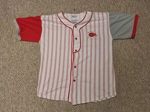 Vintage 90s Striped Embroidered Cincinnati Reds Starter Baseball Jersey MLB L - Bild 1 von 5