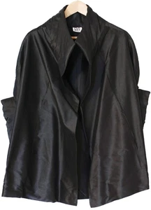 Planet by Lauren G schwarz 100 % Seide DUPIONI CHIC CAPE Jacke Einheitsgröße neu $ 495 - Bild 1 von 9