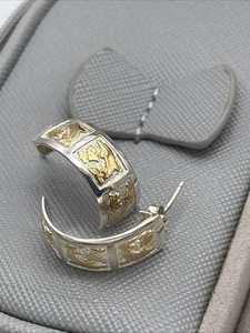 Hawaii Schmuck 925 Sterling Silber Halbmond Ohrringe Bicolor Gold Delfine - Bild 1 von 6