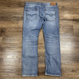 Guess Jeans Mens Size 33x30 Blue Slim Straight Vermont Button Fly Denim Pockets - Picture 1 of 11