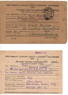 Kriegsgefangenenpost Russland 2.Weltkrieg 1946-1949, 14 Karten nach Deutschland - Bild 1 von 4