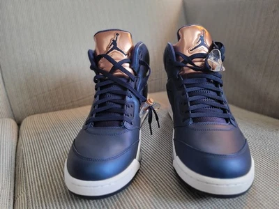 Hombre Jordan Retro Obsidiana Azul-Dorado Bronce Medalla 136027-416 TALLA 14 Foto 1 de 4