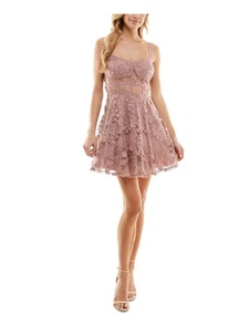 SAY YES TO THE PROM Womens Zippered Sleeveless Sweetheart Neckline Mini Prom - Picture 1 of 19