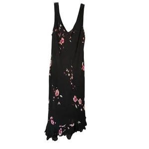 Jones New York Women's Black with Pink Flowers Asymmetrical Silk Vintage Size 14 - Picture 1 of 9