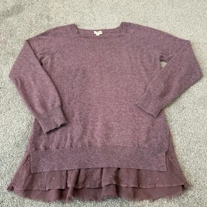 Garnett Hill Womens 100% Cashmere Sweater Size M Mauve Pullover Sheer Bottom - Picture 1 of 8