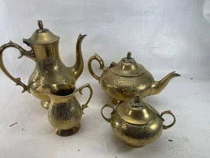 Vintage EPNS Brass Effect Coffee And Tea Set - Picture 1 of 6