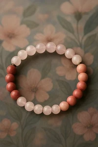 Bracelet en perles roses 2 teintes. perles de 10 mm - Foto 1 di 4