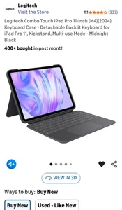 Logitech Combo Touch iPad Pro 11-inc Keyboard Case with Trackpad - Picture 1 of 6