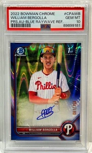 2022 Bowman Chrome William Bergolla RC Refractor /150 PSA 10 Gem MT On-Card Auto - Bild 1 von 2
