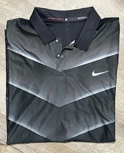 NIKE x TIGER WOODS Taglia Large Polo Uomo Nera Sfumata Dri-Fit - Foto 1 di 6