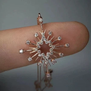 14K Rose Gold Plated Round Cut Lab Created Diamond 2Ct Women's Sunrays Pendant - Picture 1 of 6