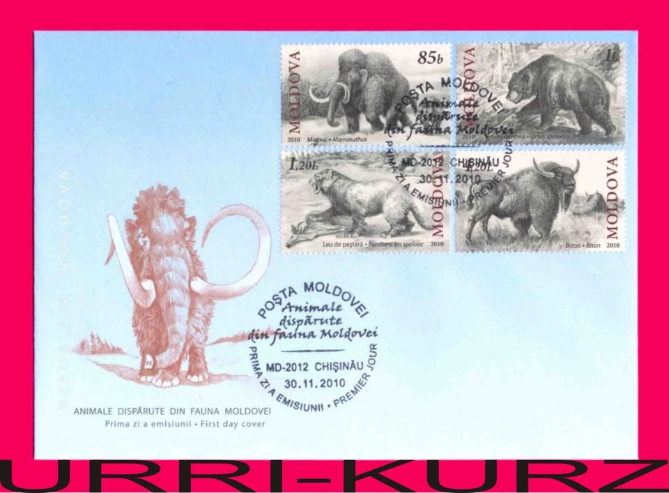 MOLDOVA 2010 Ancient Prehistoric Fauna Extinct Lost Animals Mammoth FDC - Image 1 of 1