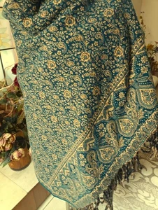 THICK WARM Tibet gift yak wool shawl Reversible design Throw unisex Blanket - Picture 1 of 5