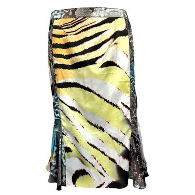 Saia midi Just Cavalli Roberto Cavalli multicolorida estampa animal seda - Imagem 1 de 4