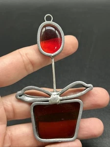 Vintage Stain Glass Window Ornament Hanging Decor Flower Tulip Garden Suncatcher - Picture 1 of 4