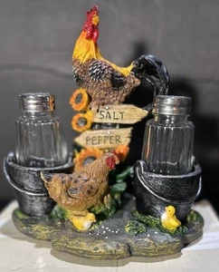 Farm Flavor Rooster And Hen Salt & Pepper Shaker by DWK Corp.# A2 - Picture 1 of 6