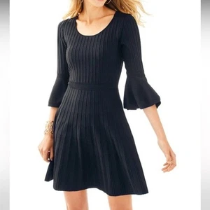 Vestido Suéter Tejido Negro Lilly Pulitzer Brandi Talla Mediana Vacaciones Navidad M - Imagen 1 de 10
