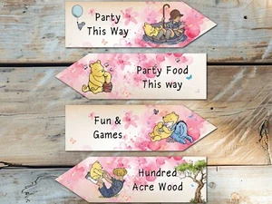 Set of 4 Winnie The Pooh Butterfly Rose Party Arrows - Picture 1 of 3
