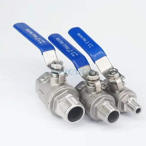 1/4" 1/2" 3/4" BSPT Female-Male 304 Stainless 2-Piece Type Ball Valve Full Port - Picture 1 of 39