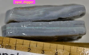 OPAL AUSTRALIAN 2 MINTABIE FAMOUS GREY BASE ROUGH OPAL CUTTERS GREENS 274c VIDEO - Picture 1 of 20