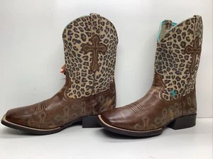 BOYS ARIAT 4 LR SQ TOE BROWN BOOTS SIZE 4 - Picture 1 of 11