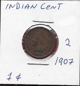 CABEZA INDIA EE. UU. 1 CENTAVO 1907 LIBERTAD CON TOCADO INDIO CON LA PALABRA LIBER - Imagen 1 de 2