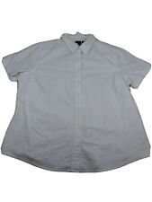 Basic Editions Collared Button Up Girls Large White Short Sleeve Dress Shirt