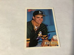 1993 BOWMAN #217 Mike Neill OAKLAND ATHLETICS A's SIGNED AUTOGRAPH AUTO - Picture 1 of 2