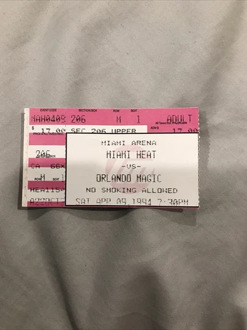 Miami Heat Game Ticket (1994, Used) Cover