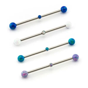 Opal Ball & Stud Industrial Barbell Internally Threaded TITANIUM Scaffold Bar - Picture 1 of 9