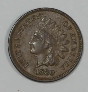 1880 Indian Head/Oak Wreath rev Cent ALMOST UNCIRCULATED 1-Cent - Picture 1 of 4