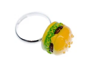 Hamburger Ring Miniblings Finger Ring Fast Food Essen Burger USA Restaurant 3D - Bild 1 von 5