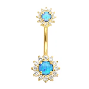 1PC 14G OPAL Belly Button Rings Surgical Steel Navel Piercing Body Jewelry - Picture 1 of 18