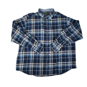 Woolrich Long Sleeve Button Shirt Mens XXL Blue Tan Plaid Flannel - Picture 1 of 8