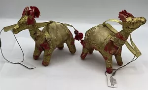 Ornamenti natalizi cammello Chicos decorazione tessuto oro metallizzato nuovo con etichette lotto 2 - Foto 1 di 24