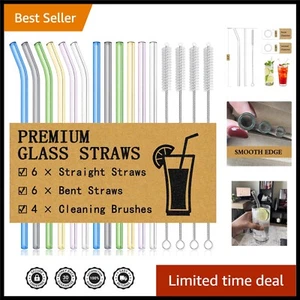 Premium 16-Pack Reusable Glass Drinking Straws - Ideal for Smoothies & Cocktails - Picture 1 of 9