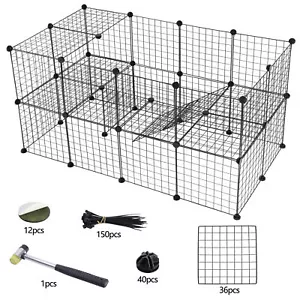 Portable Pet Playpen DIY 36 Panels Metal Wire Fence Small Animal Cage with Ramp - Picture 1 of 13