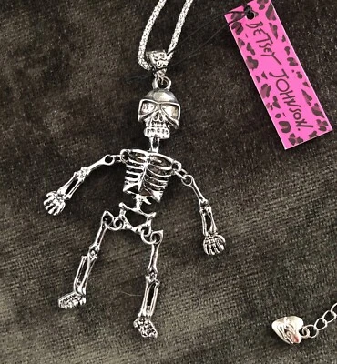 Collar Colgante Esqueleto Articulado Betsey Johnson Nuevo En Su Bolsa Effy Foto 1 de 4