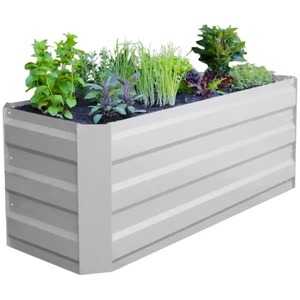 Greenlife Slimline Galvanised Metal Raised Garden Bed Planter - White - Picture 1 of 2