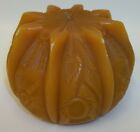 Vintage NOS Butterscotch Kinzie Candle Lyons CO Pressed Glass Hobstar Pattern
