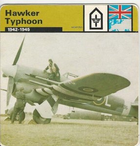 1977 Edito-Service, World War II, #21.21 Hawker Typhoon Airplane
