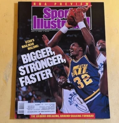 Karl Malone Utah Jazz Basketball Sports Illustrated November 7 1988 the Mailman - Image 1 of 3