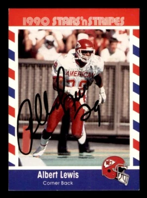 1990 Fleer Stars 'n Stripes Football #8 Albert Lewis Signed Auto (no COA) *d2 - Image 1 of 2