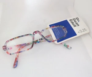 Gafas de lectura Dr. Dean Edell marcos cuadrados coloridos transparentes +3,25 #10659a - Imagen 1 de 2