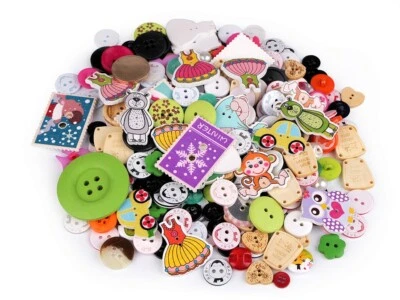 Knöpfe Mix Set Kunststoffknöpfe Wäscheknöpfe bunt 200g. ca. 180 Knöpfe - Bild 1 von 3